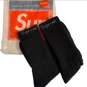 Supreme Cushion Crew Socks Black -Two Pairs-New